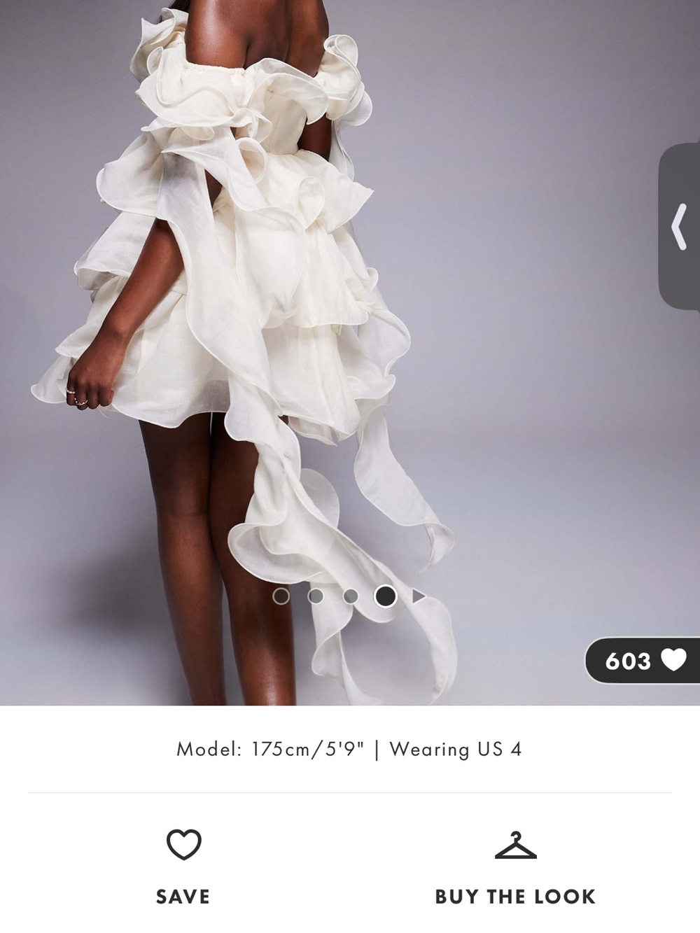 ASOS Cream Ruffle Mini Dress - Picture 3 of 6